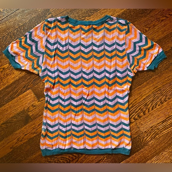 MISSONI Orange Label Cotton Chevron and Feather Knit Top Sz 44 IT/ 8 US *EUC* - Picture 2 of 7